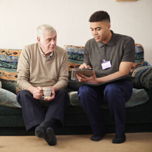 support worker with client